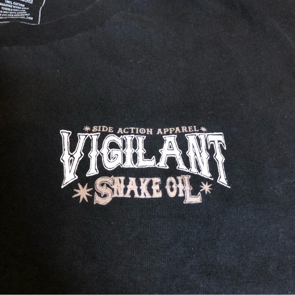 Large side action Apparel Vigilant Snake Oil tee.  law enforcement. - Picture 3 of 6